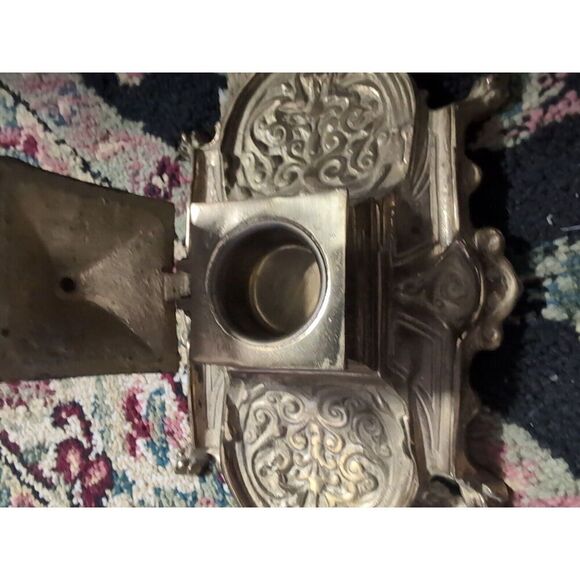 Vintage Ornate Solid Brass Ink Well Made In Japan - Picture 3 of 5